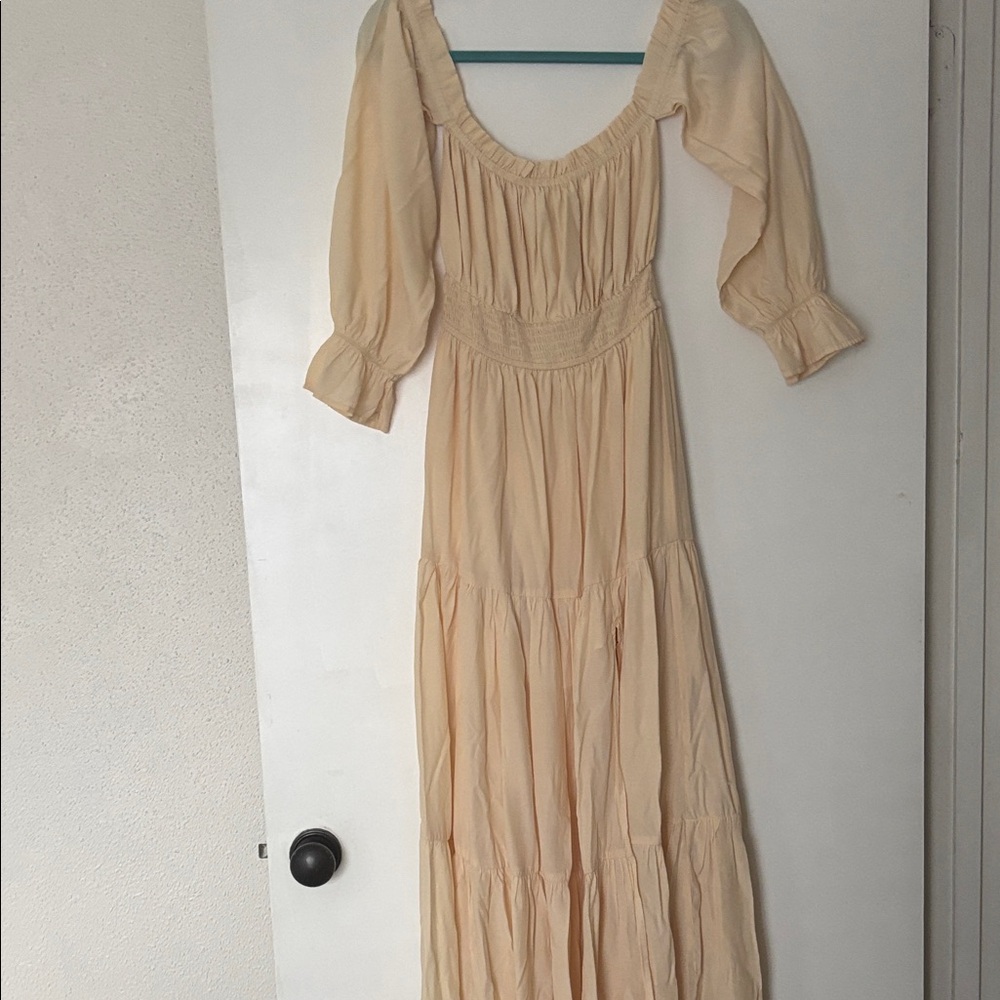 Cream Peasant Maxi Dress - Lightweight Tiered Boho Style